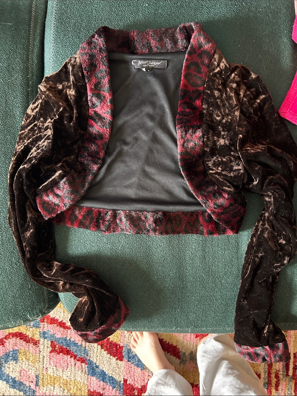 Betsey Johnson faux fur and velvet bolero
